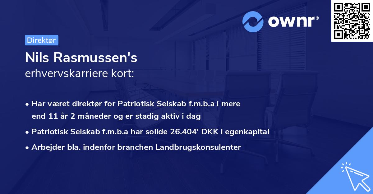 Nils Rasmussen's erhvervskarriere kort