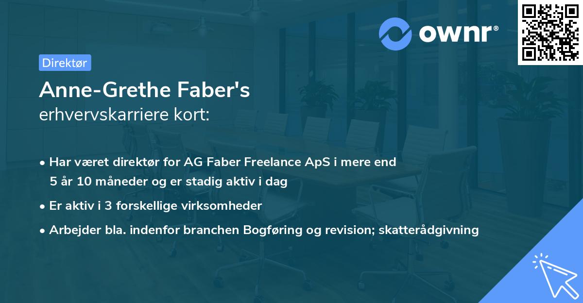 Anne-Grethe Faber's erhvervskarriere kort
