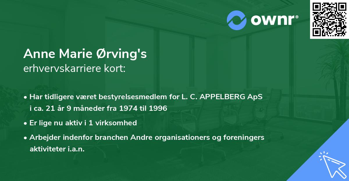 Anne Marie Ørving's erhvervskarriere kort