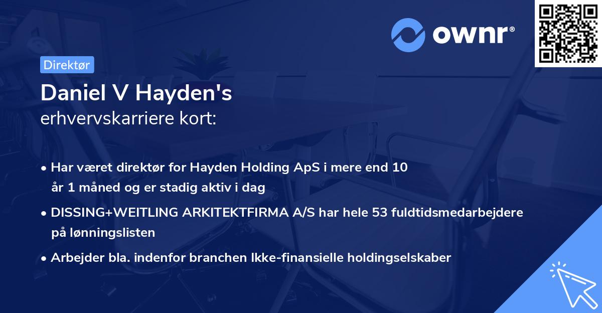 Daniel V Hayden's erhvervskarriere kort