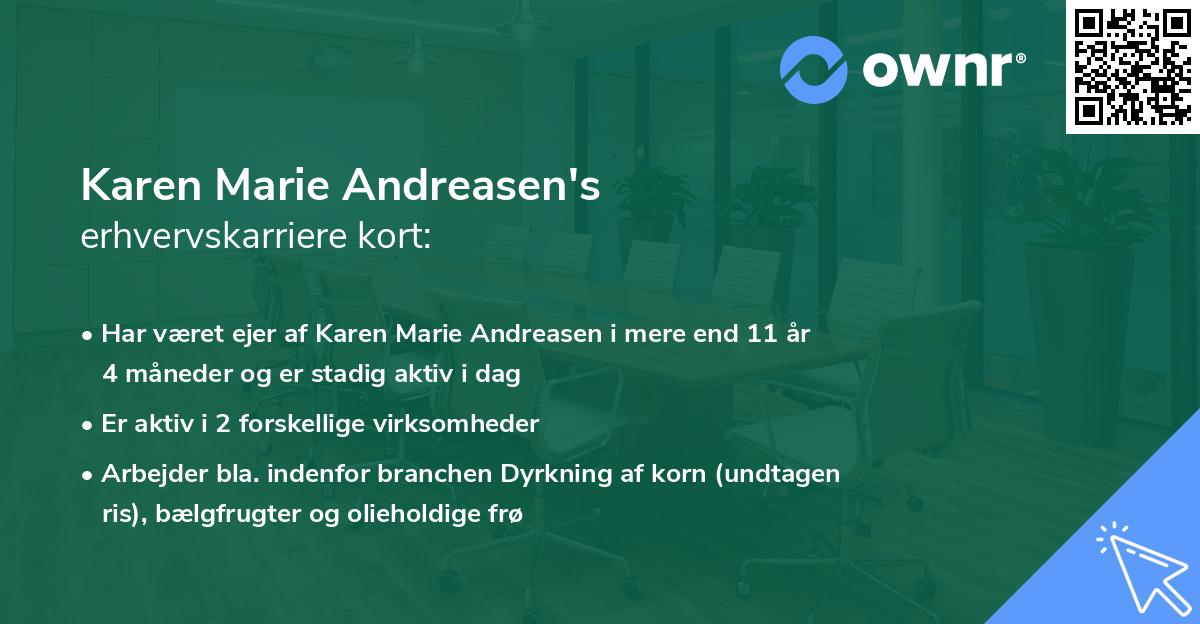 Karen Marie Andreasen's erhvervskarriere kort