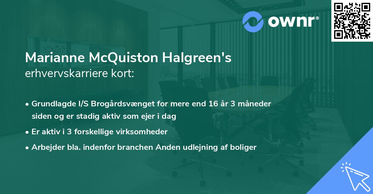 Marianne McQuiston Halgreen's erhvervskarriere kort