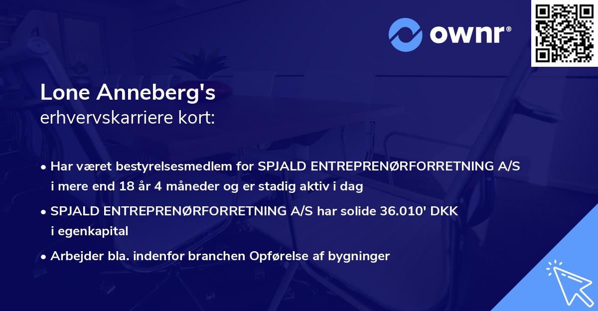 Lone Anneberg's erhvervskarriere kort