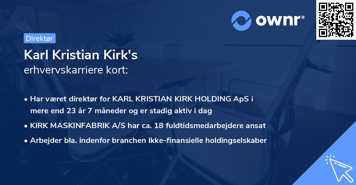 Karl Kristian Kirk's erhvervskarriere kort