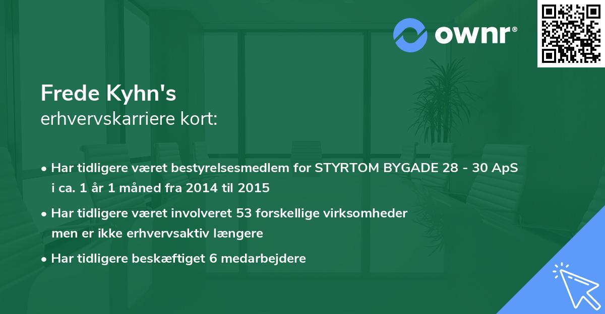 Frede Kyhn's erhvervskarriere kort