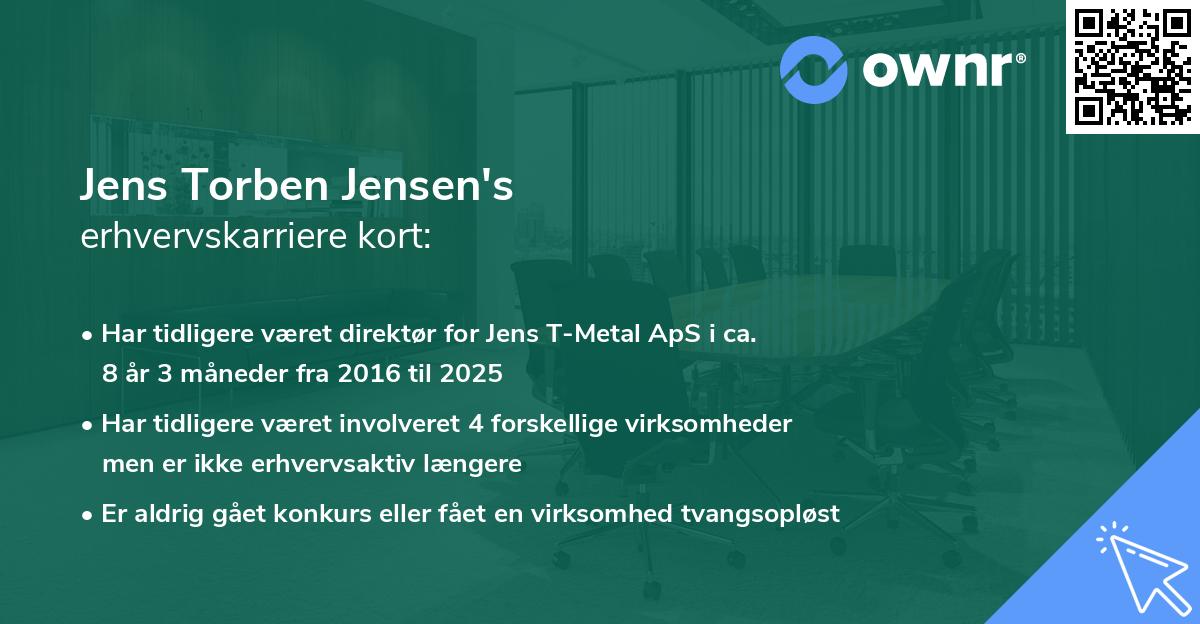 Jens Torben Jensen's erhvervskarriere kort