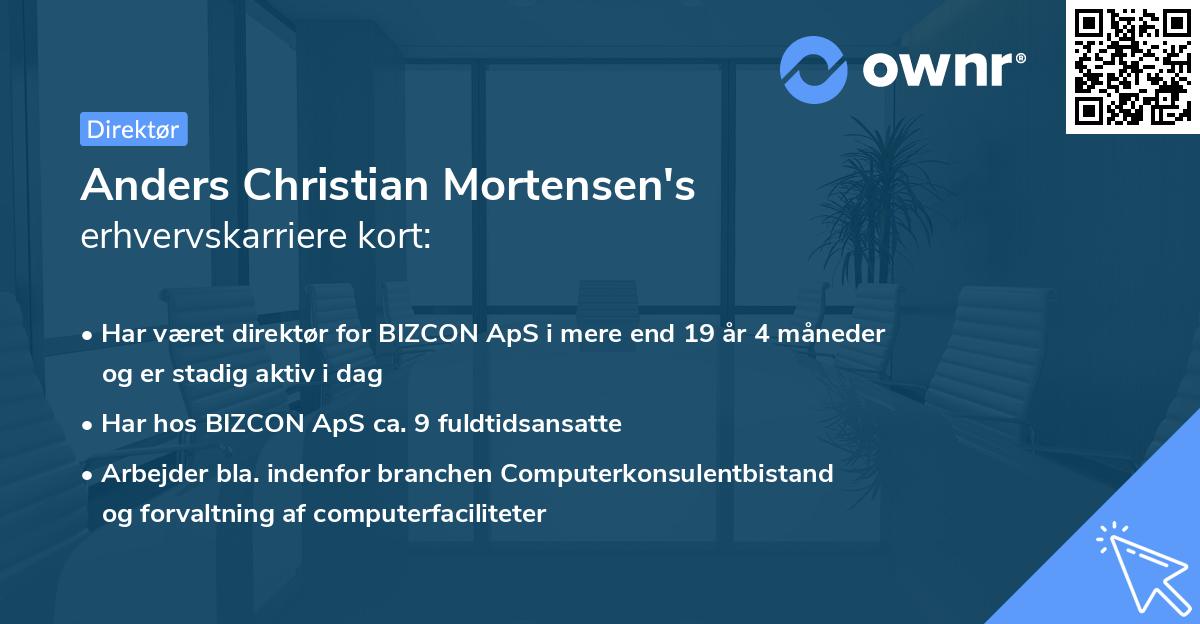 Anders Christian Mortensen's erhvervskarriere kort