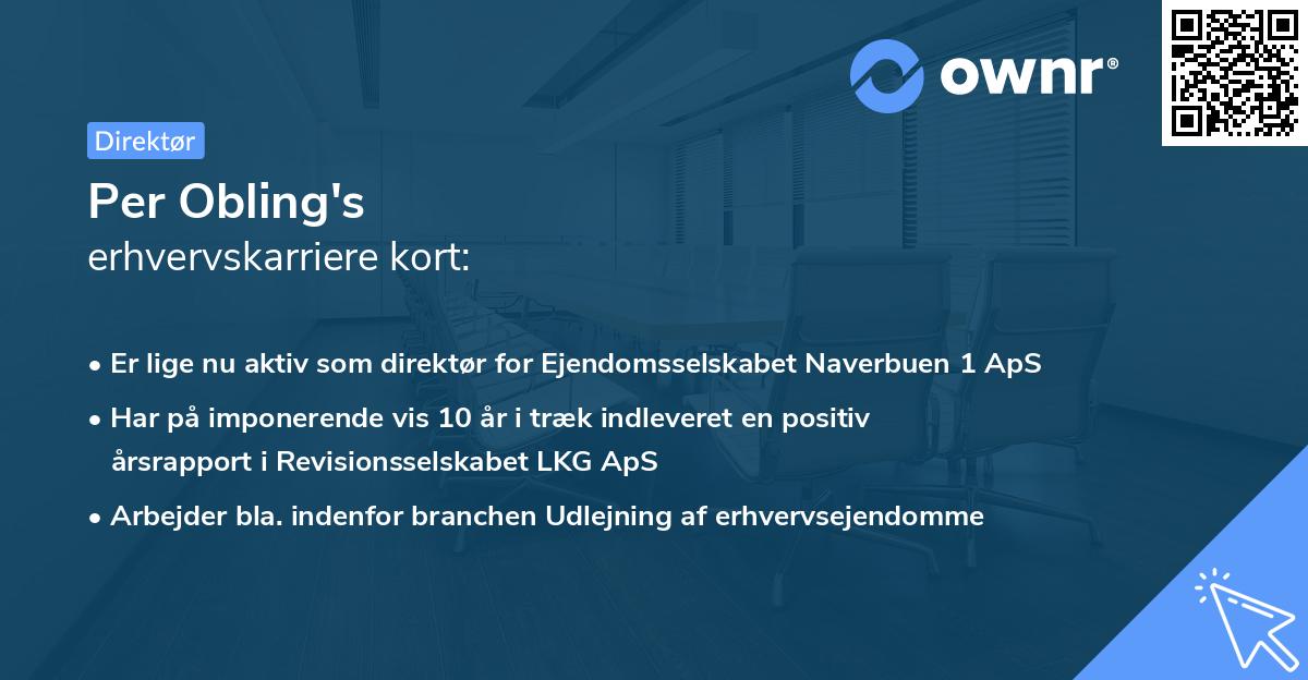 Per Obling's erhvervskarriere kort