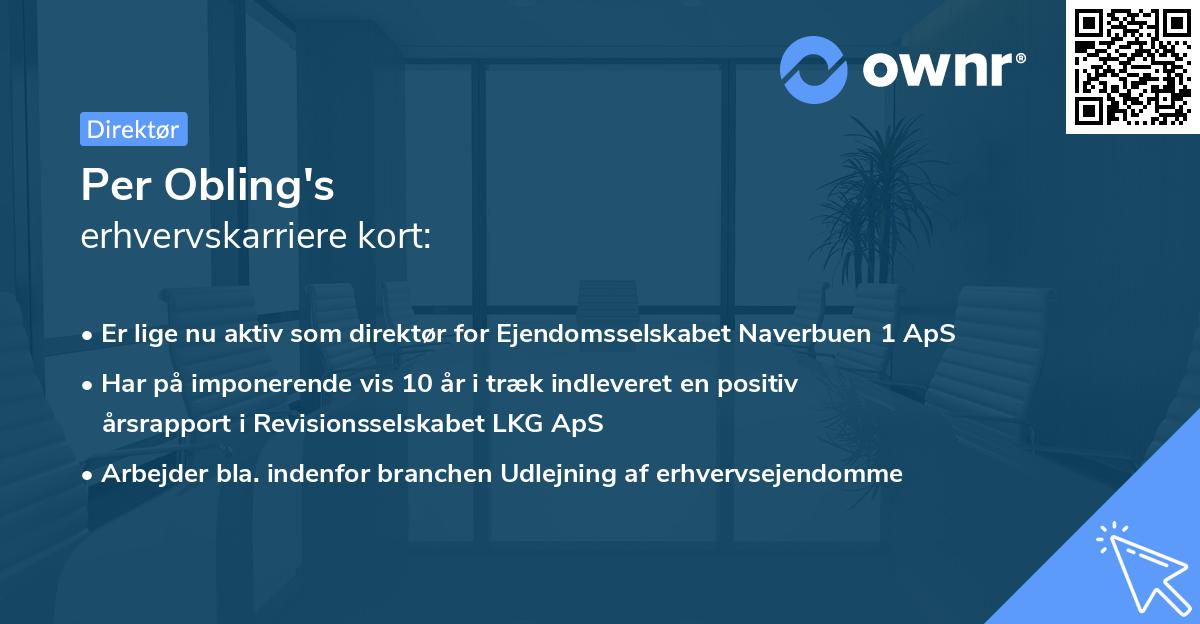 Per Obling's erhvervskarriere kort