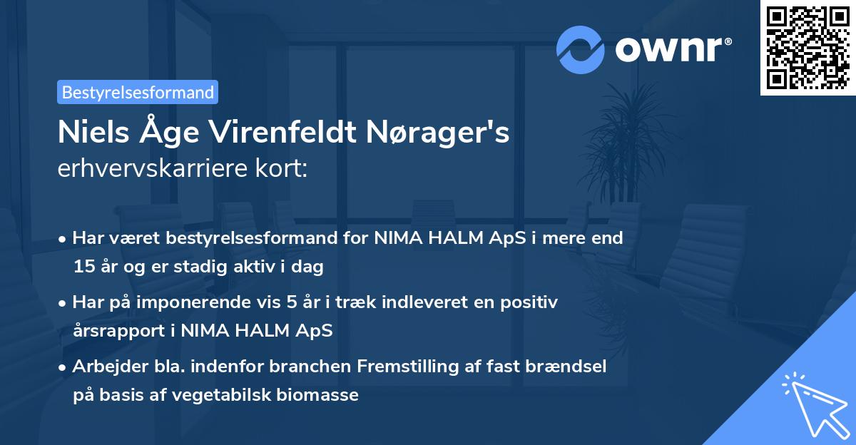 Niels Åge Virenfeldt Nørager's erhvervskarriere kort