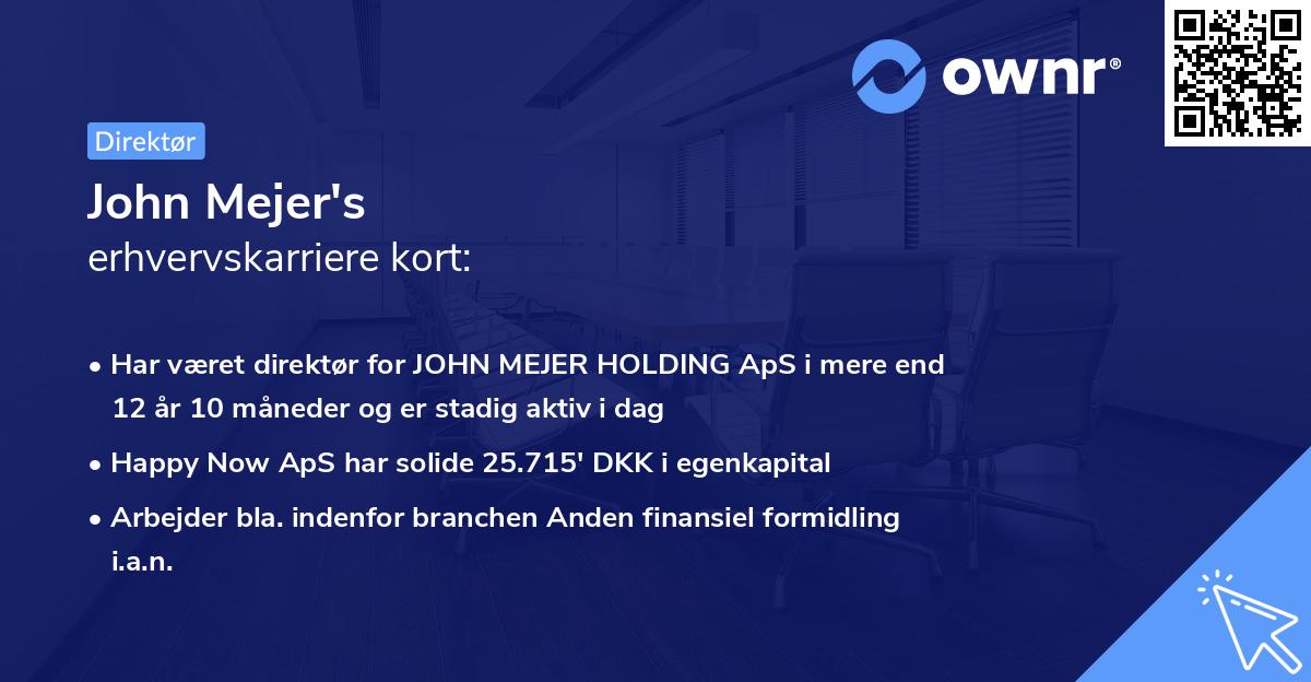 John Mejer's erhvervskarriere kort