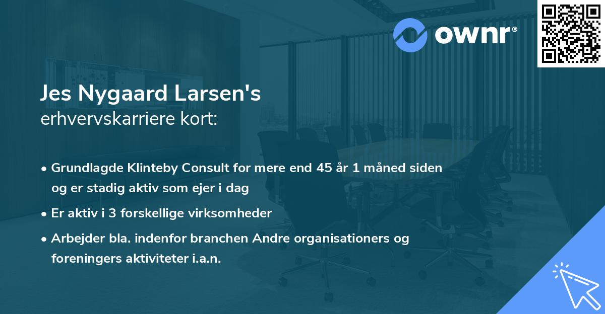 Jes Nygaard Larsen's erhvervskarriere kort