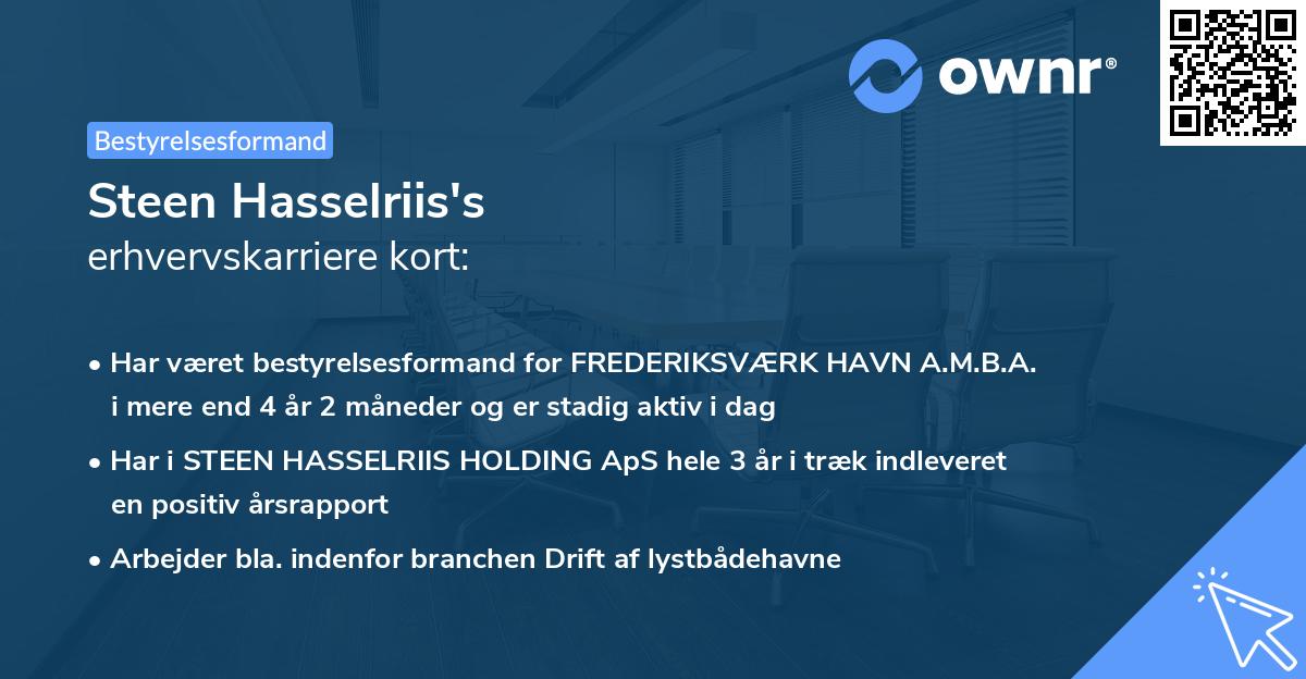 Steen Hasselriis's erhvervskarriere kort