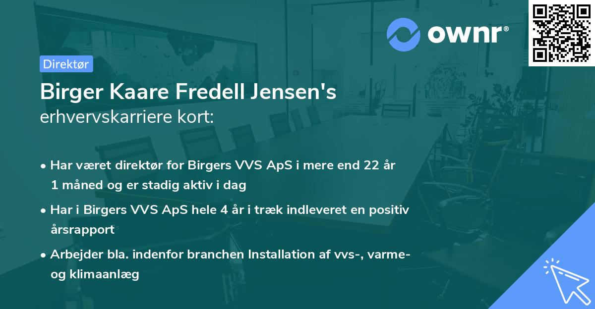 Birger Kaare Fredell Jensen's erhvervskarriere kort
