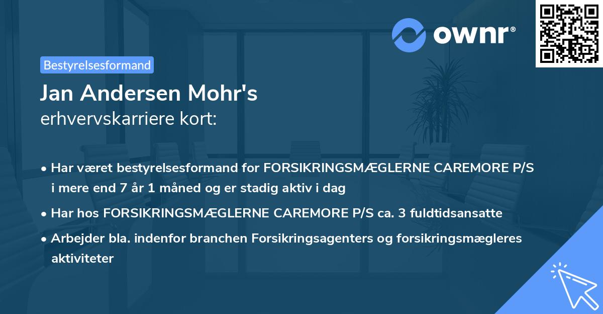 Jan Andersen Mohr's erhvervskarriere kort