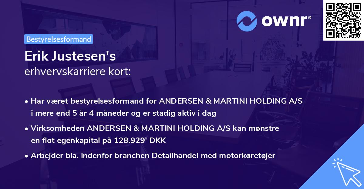 Erik Justesen's erhvervskarriere kort