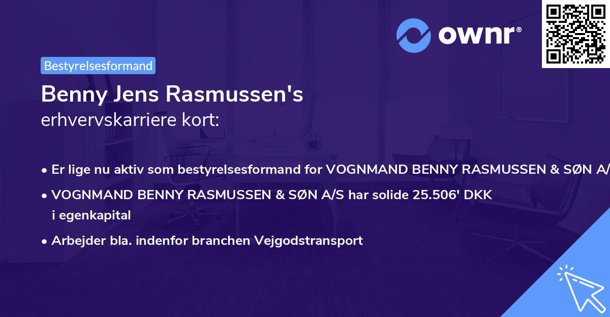 Benny Jens Rasmussen's erhvervskarriere kort