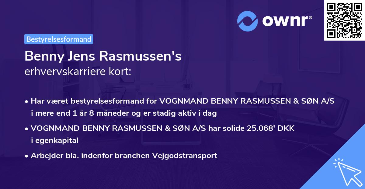 Benny Jens Rasmussen's erhvervskarriere kort