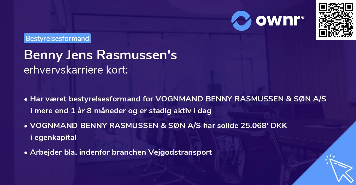 Benny Jens Rasmussen's erhvervskarriere kort
