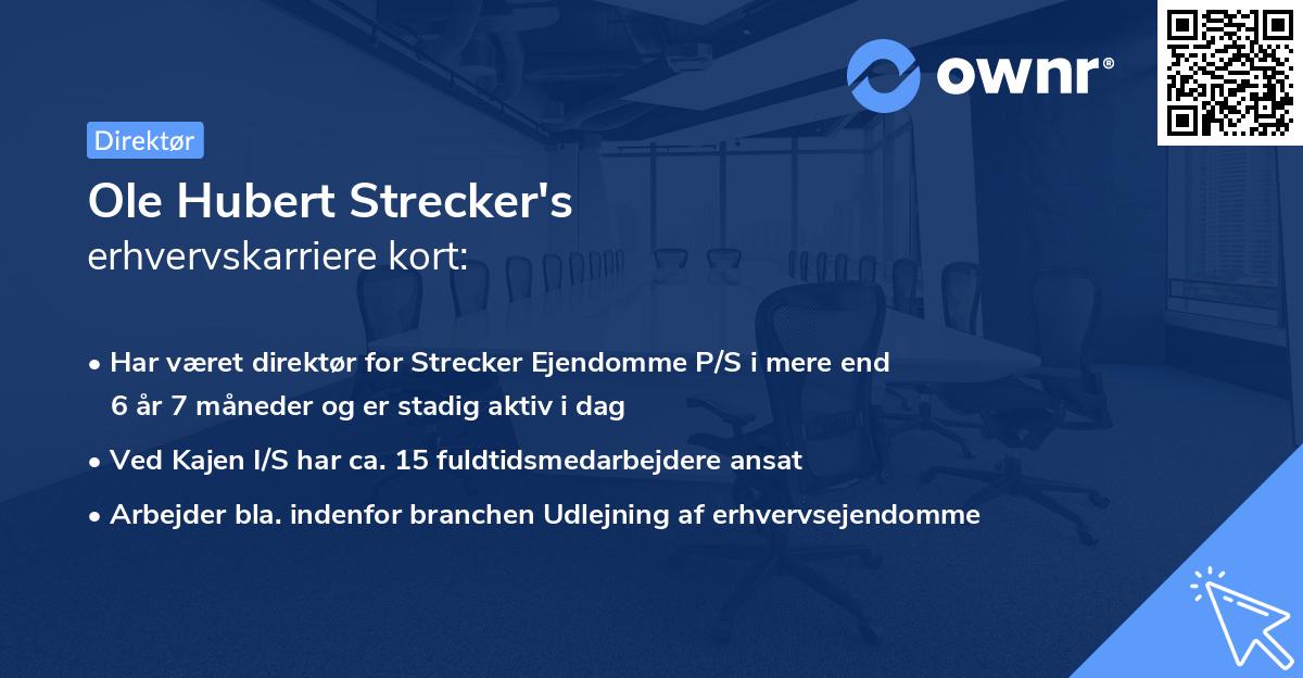 Ole Hubert Strecker's erhvervskarriere kort