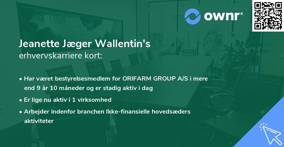 Jeanette Jæger Wallentin's erhvervskarriere kort
