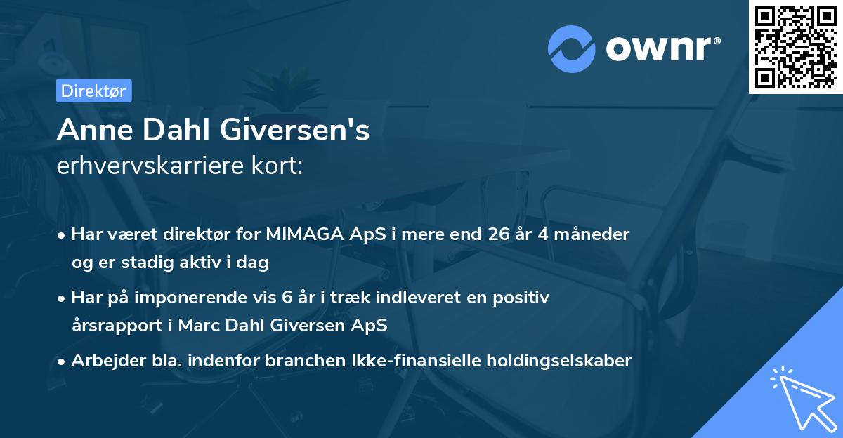 Anne Dahl Giversen's erhvervskarriere kort