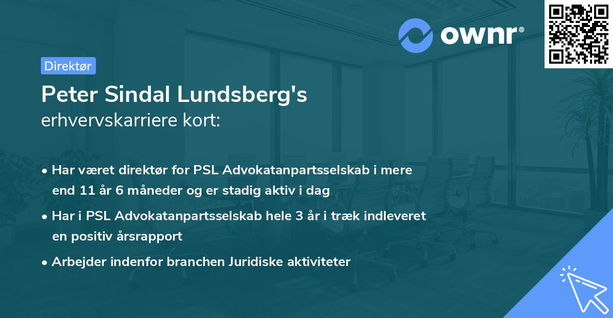 Peter Sindal Lundsberg's erhvervskarriere kort