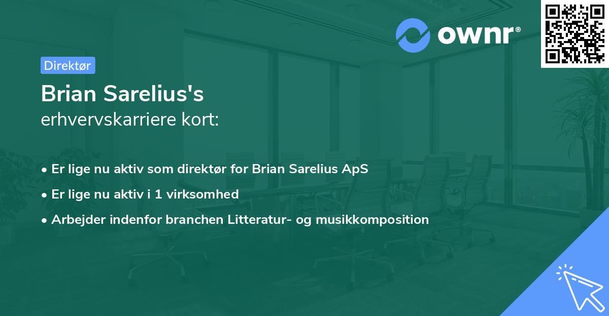 Brian Sarelius's erhvervskarriere kort