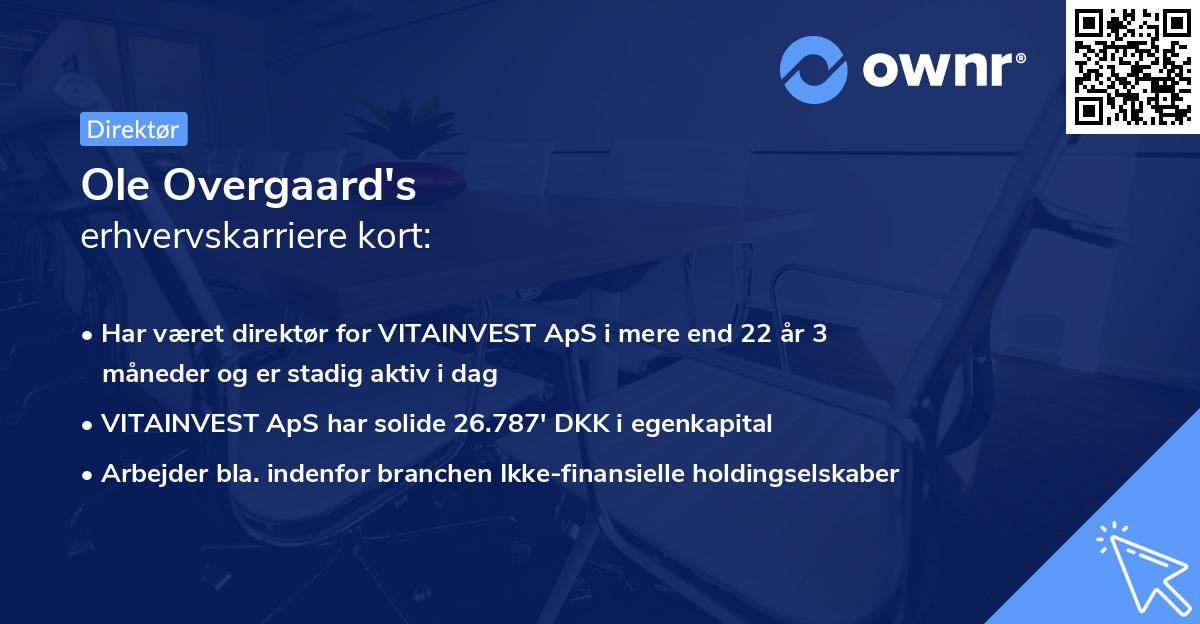 Ole Overgaard's erhvervskarriere kort