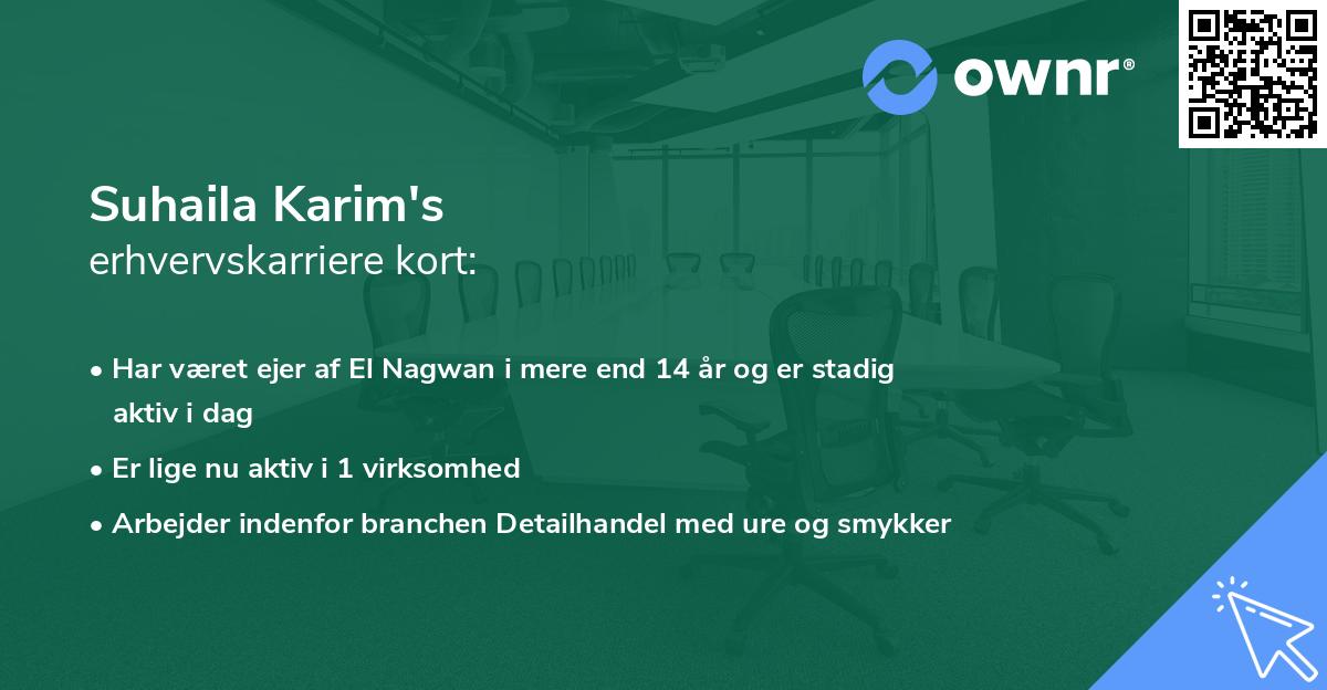 Suhaila Karim's erhvervskarriere kort