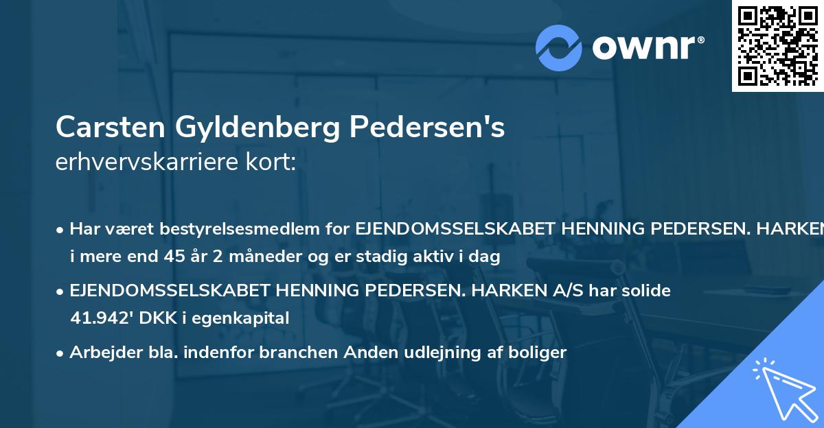 Carsten Gyldenberg Pedersen's erhvervskarriere kort