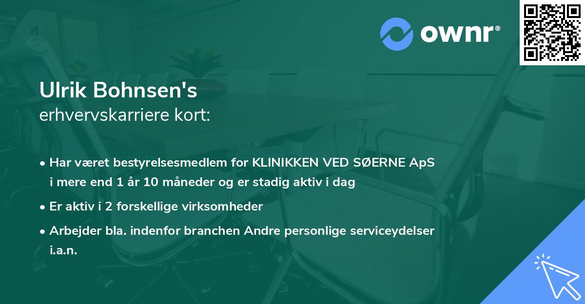 Ulrik Bohnsen's erhvervskarriere kort