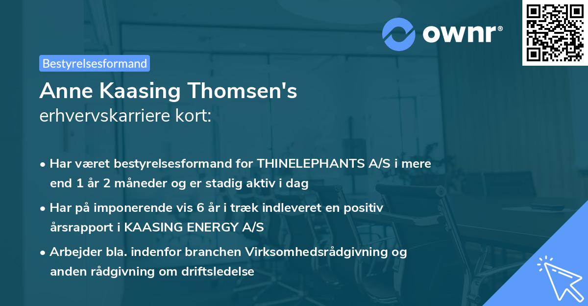 Anne Kaasing Thomsen's erhvervskarriere kort