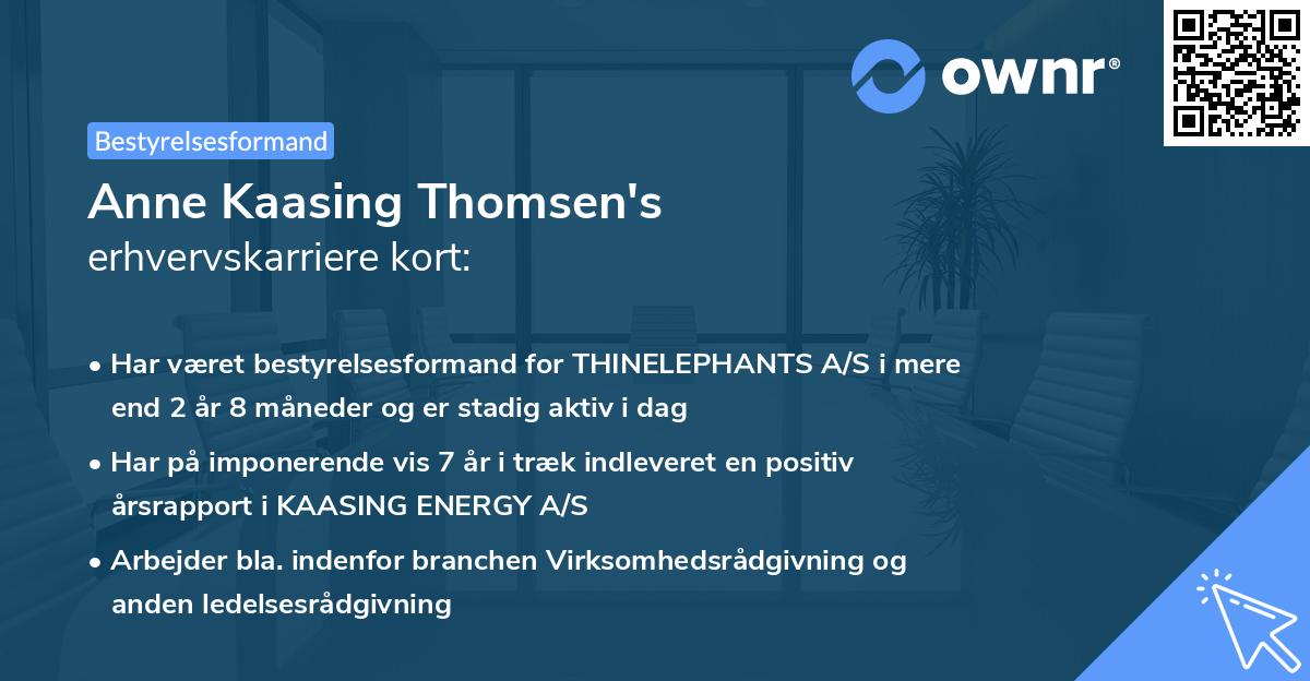 Anne Kaasing Thomsen's erhvervskarriere kort