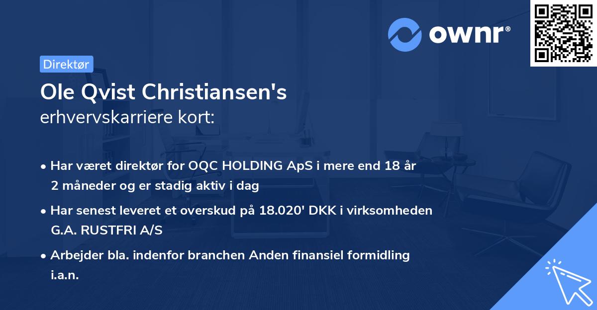 Ole Qvist Christiansen's erhvervskarriere kort