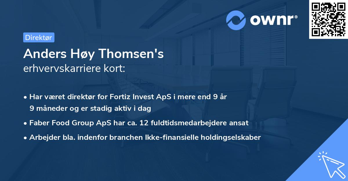 Anders Høy Thomsen's erhvervskarriere kort