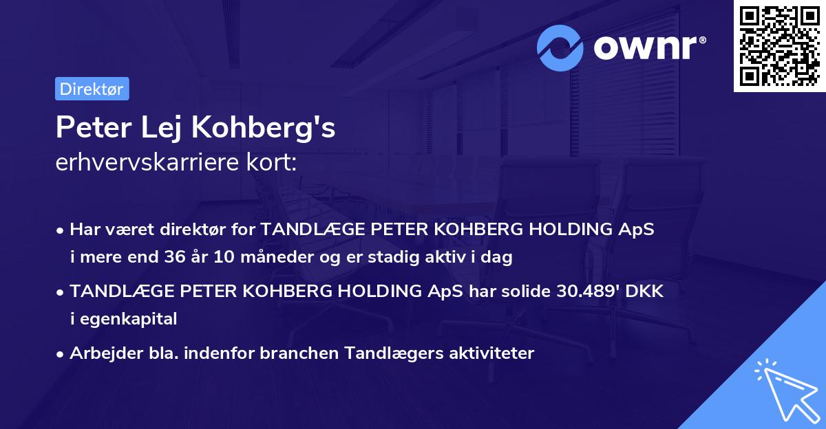 Peter Lej Kohberg's erhvervskarriere kort