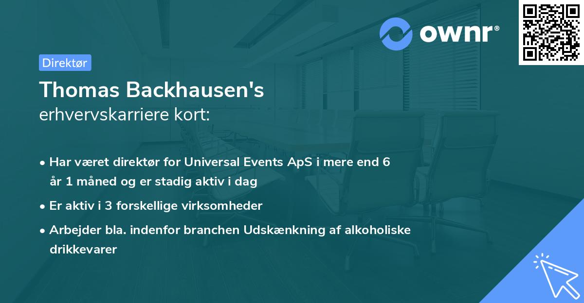 Thomas Backhausen's erhvervskarriere kort