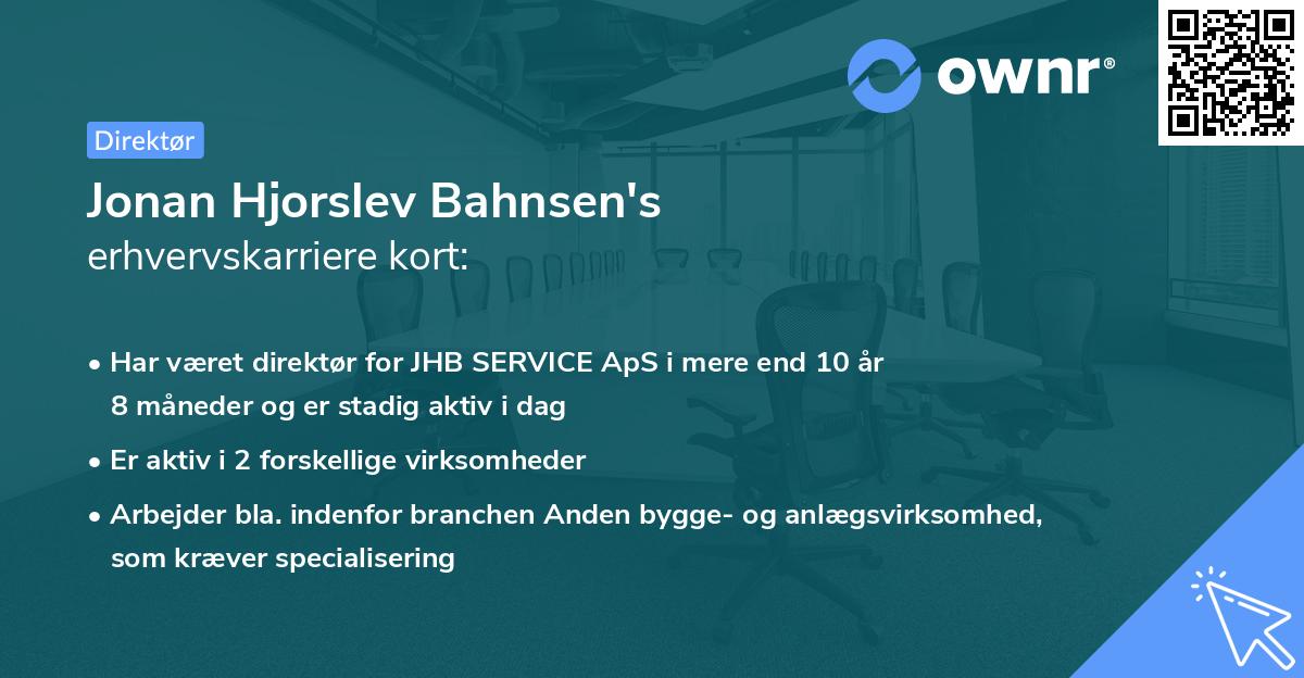 Jonan Hjorslev Bahnsen's erhvervskarriere kort