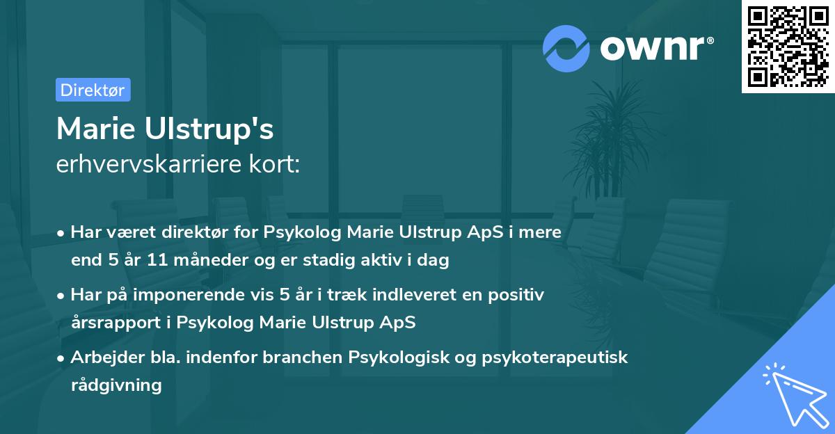 Marie Ulstrup's erhvervskarriere kort