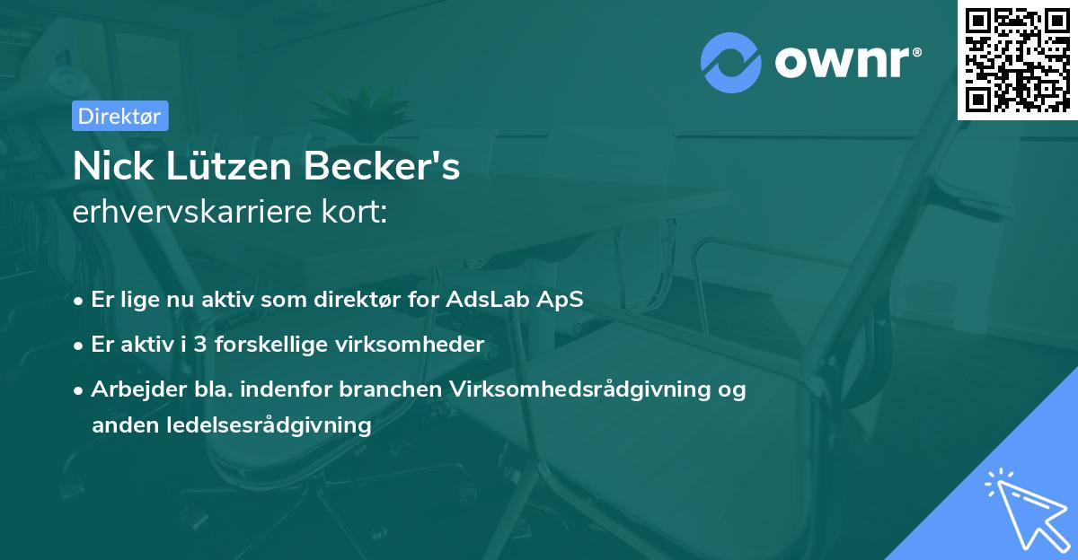 Nick Lützen Becker's erhvervskarriere kort