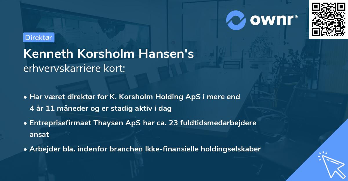 Kenneth Korsholm Hansen's erhvervskarriere kort