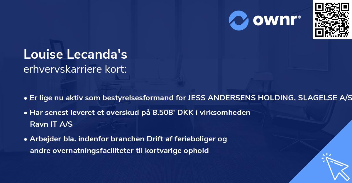 Louise Lecanda's erhvervskarriere kort
