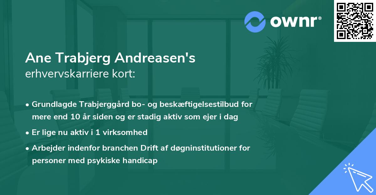 Ane Trabjerg Andreasen's erhvervskarriere kort