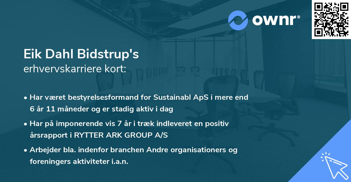 Eik Dahl Bidstrup's erhvervskarriere kort