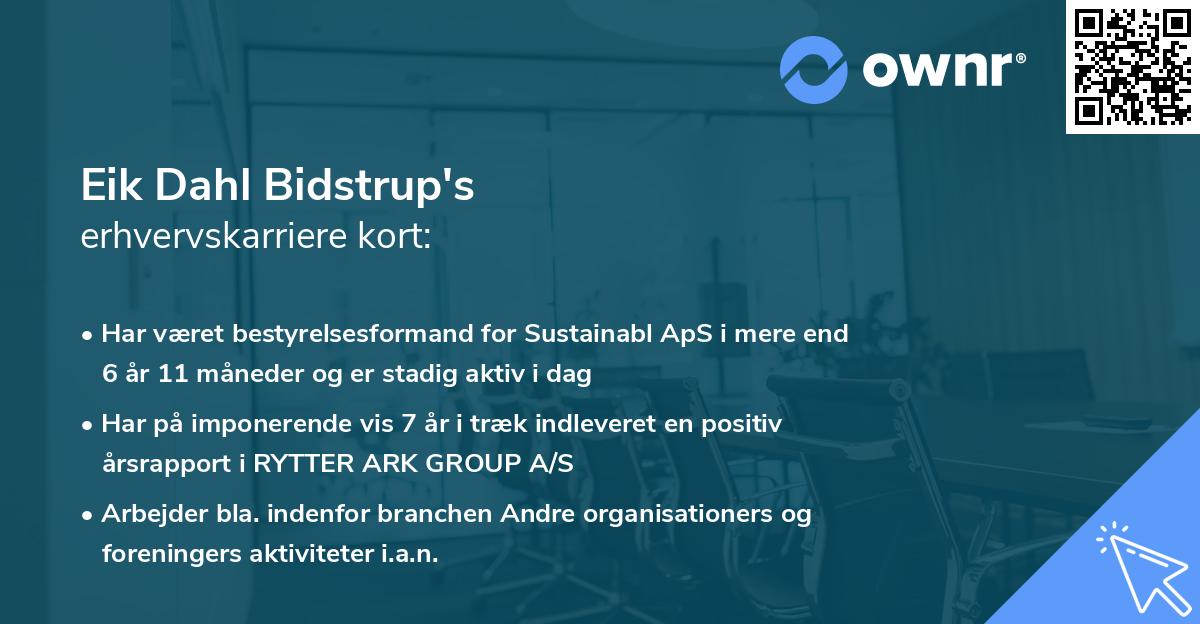 Eik Dahl Bidstrup's erhvervskarriere kort
