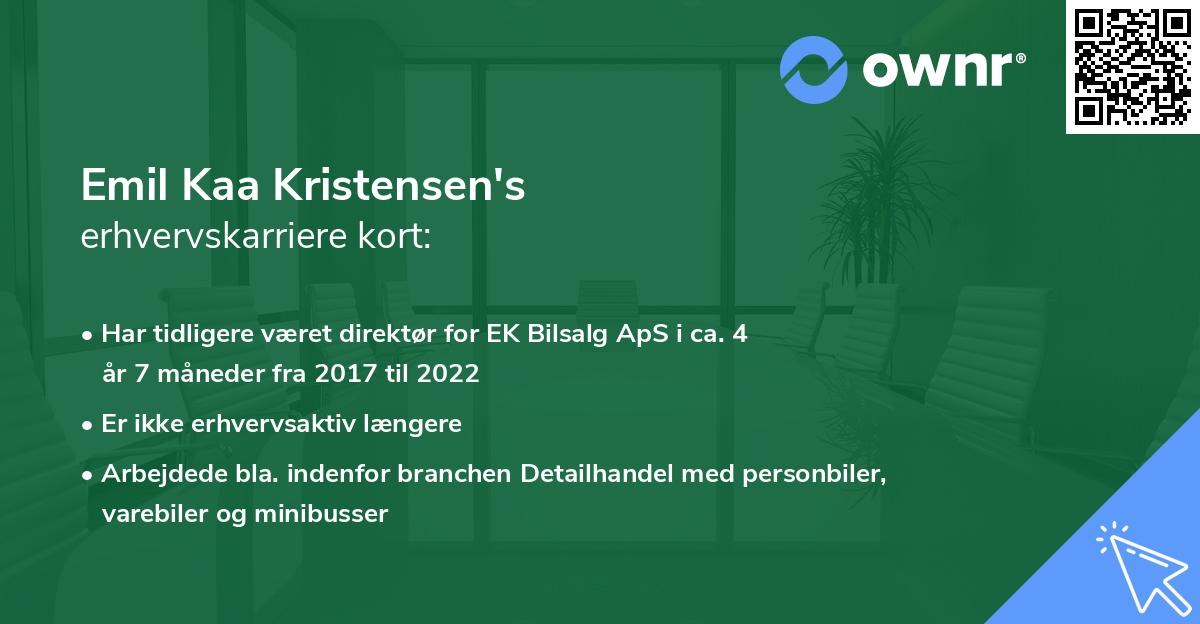 Emil Kaa Kristensen's erhvervskarriere kort