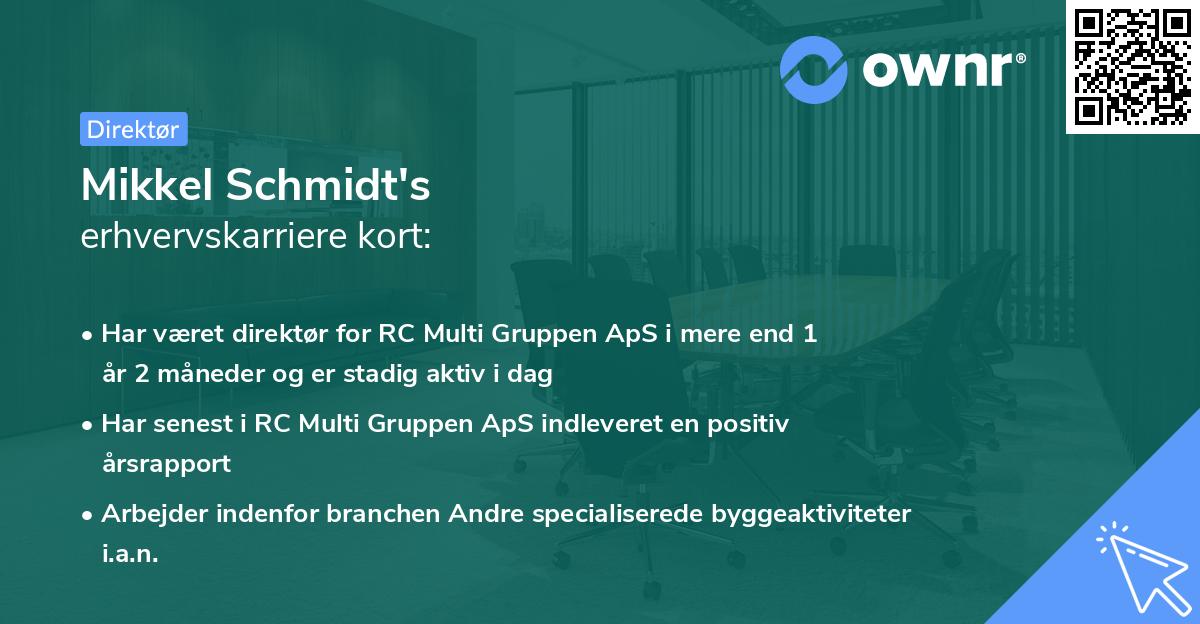 Mikkel Schmidt's erhvervskarriere kort