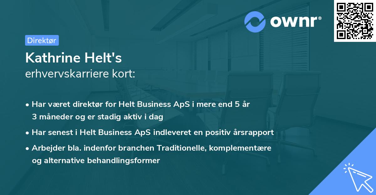 Kathrine Helt's erhvervskarriere kort