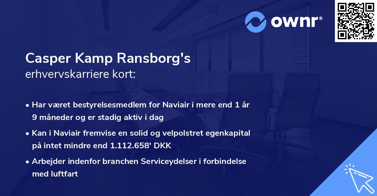 Casper Kamp Ransborg's erhvervskarriere kort